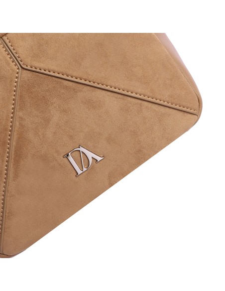 BANDOLERA-MARRÓN-TAUPE-ANTELINA-ASA-REGULABLE-LOGO-FRONTAL-CREMALLERA-TRASERA-DON-ALGODÓN