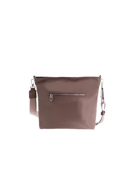 BANDOLERA-NYLON-TAUPE.DETALLES-PLATA-COMPARTIMENTO-TRASERO-TUNDRA-DON-ALGODÓN