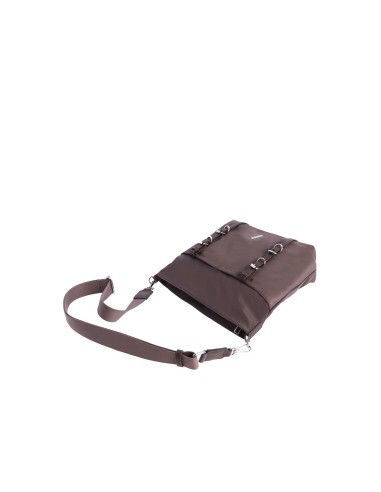 BANDOLERA-NYLON-TAUPE.DETALLES-PLATA-COMPARTIMENTO-TRASERO-TUNDRA-DON-ALGODÓN