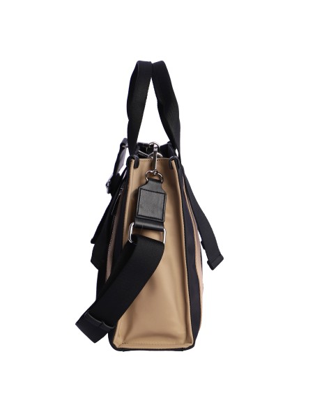BOLSO-DOS-ASAS-MANO-ASA-BANDOLERA-REGULABLE-NEGRO-COMBINADO-BEIGE-ARVIKA-DON-ALGODÓN