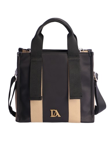 BOLSO-DOS-ASAS-MANO-ASA-BANDOLERA-REGULABLE-NEGRO-COMBINADO-BEIGE-ARVIKA-DON-ALGODÓN