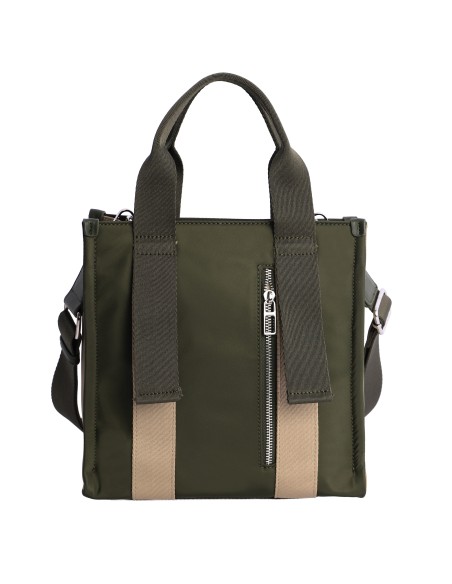 BOLSO-DOS-ASAS-MANO-ASA-BANDOLERA-REGULABLE-KAKI-COMBINADO-BEIGE-ARVIKA-DON-ALGODÓN