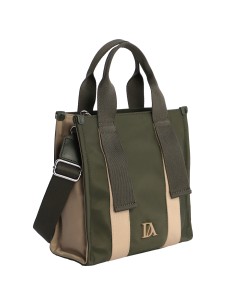 BOLSO-DOS-ASAS-MANO-ASA-BANDOLERA-REGULABLE-KAKI-COMBINADO-BEIGE-ARVIKA-DON-ALGODÓN 2