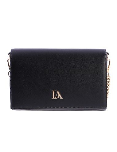 BOLSO-NEGRO-EFECTO-PIEL-SOLAPA-CIERRE-IMÁN-ASA-BANDOLERA-COMBINADA-CADENA-DORADA-EFECTO-PIEL-ORLANA-DON-ALGODÓN