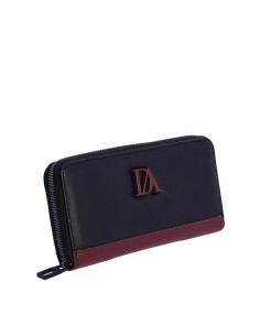 BILLETERO-GRANDE-NEGRO-COMBINADO-BURDEOS-CIERRE-CREMALLERA-COMPARTIEMTNOS-INTERIORES-DON-ALGODÓN 2