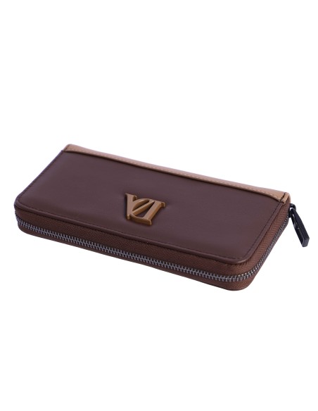 BILLETERO-GRANDE-MARRÓN-COMBINADO-TAUPE-CIERRE-CREMALLERA-COMPARTIEMTNOS-INTERIORES-DON-ALGODÓN