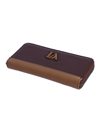 BILLETERO-GRANDE-MARRÓN-COMBINADO-TAUPE-CIERRE-CREMALLERA-COMPARTIEMTNOS-INTERIORES-DON-ALGODÓN