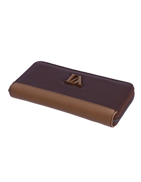 BILLETERO-GRANDE-MARRÓN-COMBINADO-TAUPE-CIERRE-CREMALLERA-COMPARTIEMTNOS-INTERIORES-DON-ALGODÓN