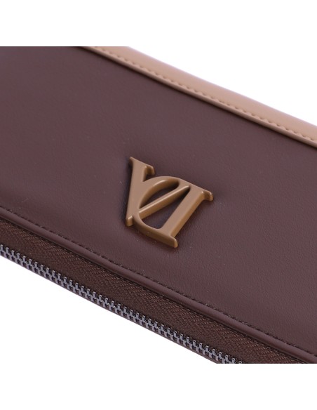 BILLETERO-GRANDE-MARRÓN-COMBINADO-TAUPE-CIERRE-CREMALLERA-COMPARTIEMTNOS-INTERIORES-DON-ALGODÓN