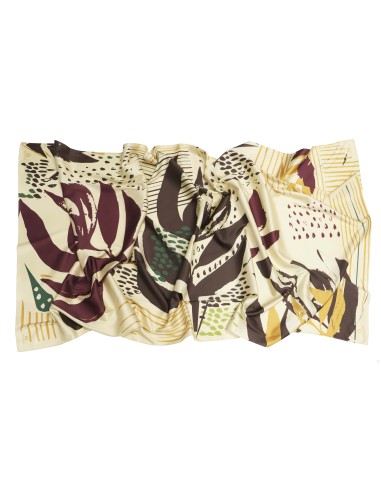 PAÑUELO-RECTANGULAR-ESTAMPADO-HOJAS-COLORES-OTOÑALES-MARRÓN-BEIGE-OCRE-DON-ALGODÓN