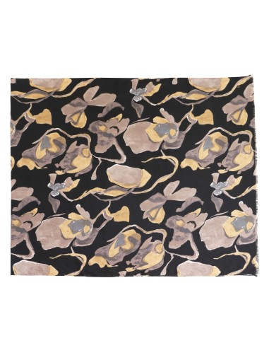 BUFANDA-ESTAMPADO-FLORES-MARRONES-NEGRO-DON-ALGODÓN