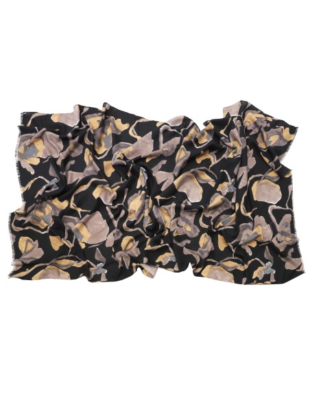 BUFANDA-ESTAMPADO-FLORES-MARRONES-NEGRO-DON-ALGODÓN