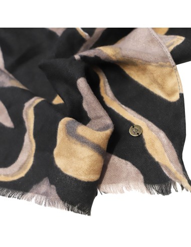 BUFANDA-ESTAMPADO-FLORES-MARRONES-NEGRO-DON-ALGODÓN