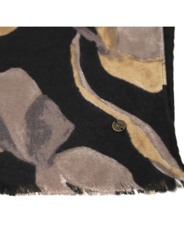 BUFANDA-ESTAMPADO-FLORES-MARRONES-NEGRO-DON-ALGODÓN