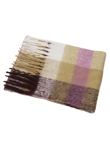 BUFANDA-CUADROS-MULTI-BEIGE-AZUL-MARRÓN-LILA-DON-ALGODÓN