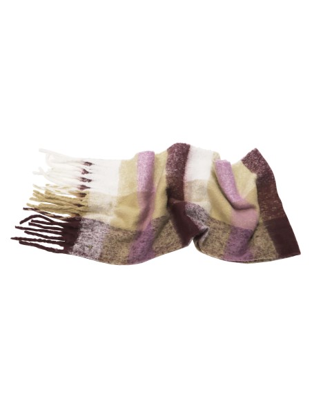 BUFANDA CUADROS LILA MULTI DON ALGODÓN