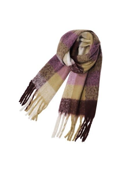 BUFANDA-CUADROS-MULTI-BEIGE-AZUL-MARRÓN-LILA-DON-ALGODÓN