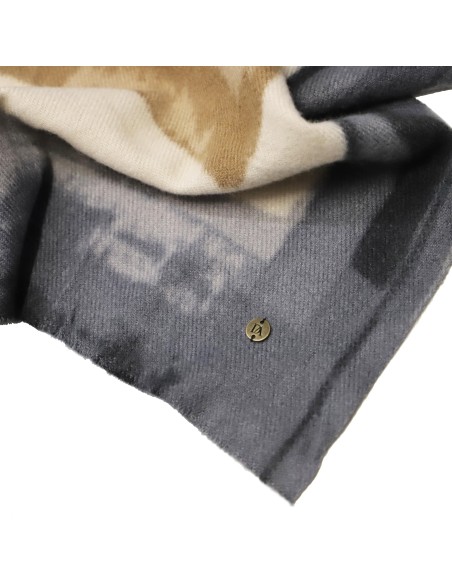 BUFANDA-PINCELADAS-GRUESAS-MARRÓN-GRIS-BEIGE-FLECOS-DON-ALGODÓN