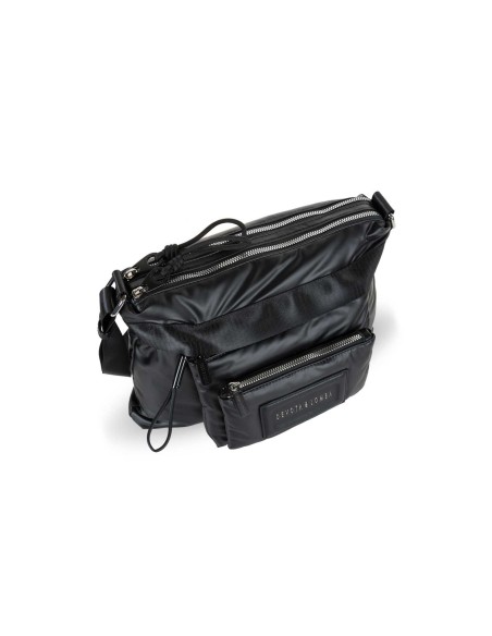 BANDOLERA-NEGRA-DOBLE COMPARTIMENTO-BOLSIT´FRONTAL-EXTRAÍBLE-DEVOTA&LOMBA