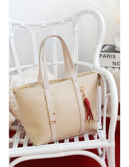 BOLSO-SHOPPER-BEIGE-ASAS-HOMBRO-LOGO-LETRAS-DORADAS-COMPARTIMENTO-TRASERO-NOCO-COMPLEMENTOS
