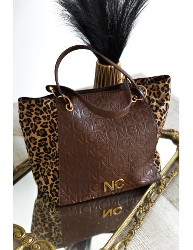 BOLSO-SHOPPER-COMBINADO-ANIMAL-PRINT-PIEL-SINTÉTICA-LOGO-GRABADO-NECESER-INTERIOR-NOCO-COMPLEMENTOS