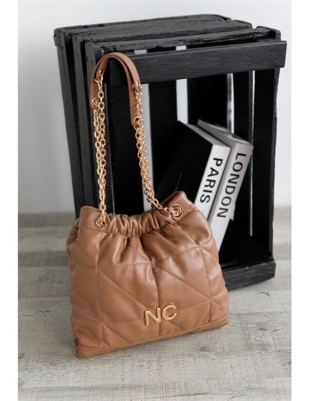 BOLSO-SACO-CAMEL-PIEL-VEGANA-CIERRE-IMÁN-ASAS-HOMBRO-COMBINADA-NOCO-COMPLEMENTOS