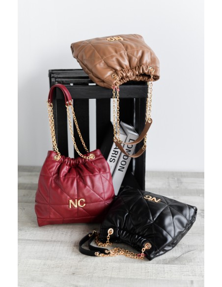 BOLSO-SACO-CAMEL-PIEL-VEGANA-CIERRE-IMÁN-ASAS-HOMBRO-COMBINADA-NOCO-COMPLEMENTOS