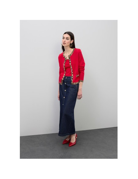 CÁRDIGAN-ROJO-DETALLES-ANIMAL-PRINT-BOTONES-DORADOS-LOLA-CASADEMUNT