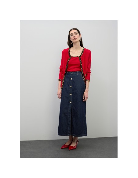 CÁRDIGAN-ROJO-DETALLES-ANIMAL-PRINT-BOTONES-DORADOS-LOLA-CASADEMUNT
