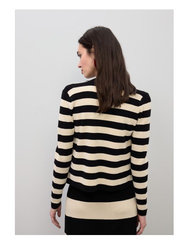 CÁRDIGAN-BICOLOR-NEGRO-BEIGE-RAYAS-LOLA-CASADEMUNT
