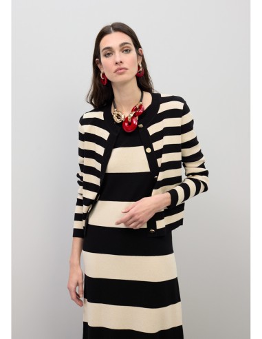 CÁRDIGAN-BICOLOR-NEGRO-BEIGE-RAYAS-LOLA-CASADEMUNT