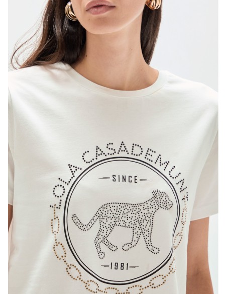 CAMISETA-BLANCA-LOGO-CIRCULAR´STRASS-LEOPARDO-LOLA-CASADEMUNT