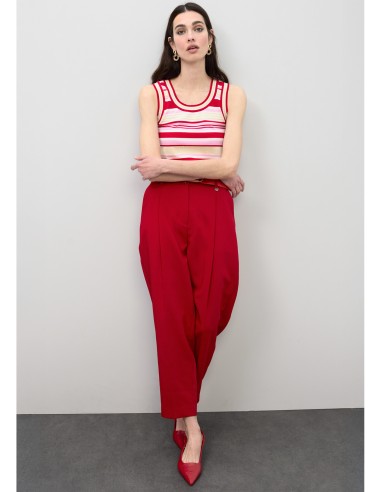 TOP-TRICOLOR-ROJO-BEIGE-ROSA-CUELLO-REDONDO-DETALLES-LÚREX-LOLA-CASADEMUNT