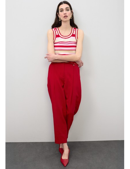 TOP-TRICOLOR-ROJO-BEIGE-ROSA-CUELLO-REDONDO-DETALLES-LÚREX-LOLA-CASADEMUNT