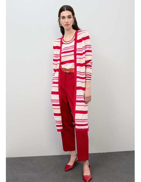 TOP-TRICOLOR-ROJO-BEIGE-ROSA-CUELLO-REDONDO-DETALLES-LÚREX-LOLA-CASADEMUNT