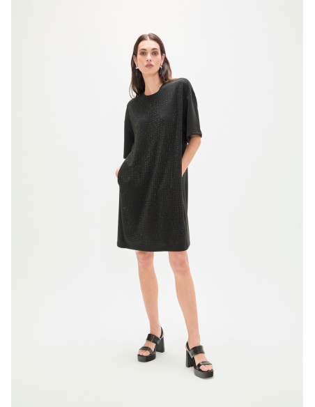 VESTIDO-FORMATO-CAMISETA-STRASS-AL-TONO-FRONTAL-MANGA-CORTA-CUELLO-REDONDO-LOLA-CASADEMUNT