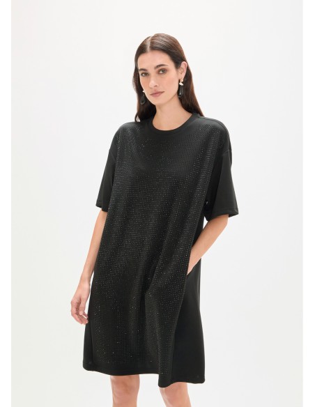 VESTIDO-FORMATO-CAMISETA-STRASS-AL-TONO-FRONTAL-MANGA-CORTA-CUELLO-REDONDO-LOLA-CASADEMUNT