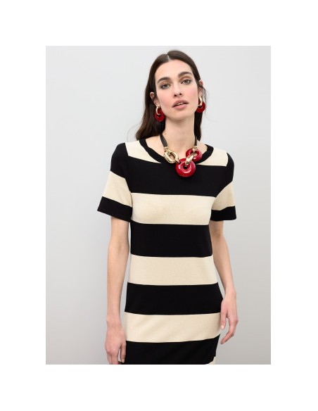 VESTIDO-LARGO-RAYAS-BICOLOR-CUELLO-REDONDO--MANGA-CORTA-LOLA-CASADEMUNT