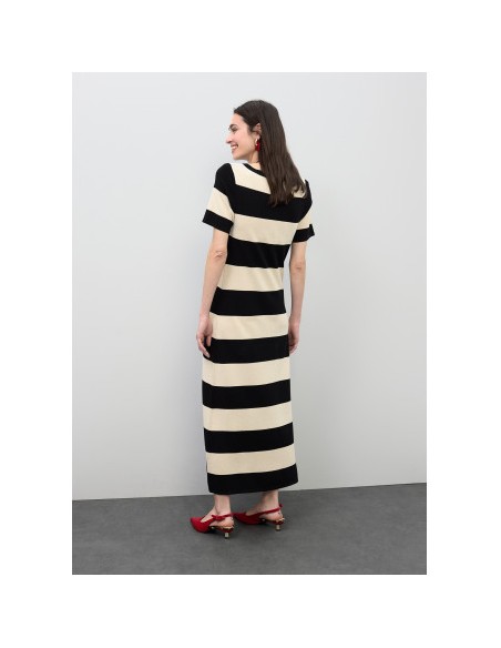VESTIDO-LARGO-RAYAS-BICOLOR-CUELLO-REDONDO--MANGA-CORTA-LOLA-CASADEMUNT