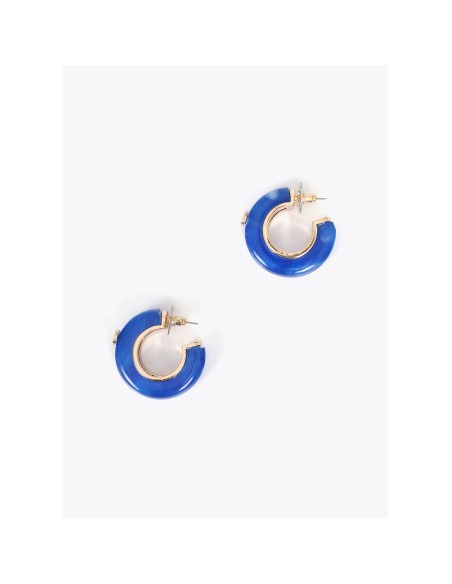 PENDIENTES-ARO-AZUL-ACRÍLICO-DETALLES-DORADO-LOGOTIPADO-LOLA-CASADEMUNT