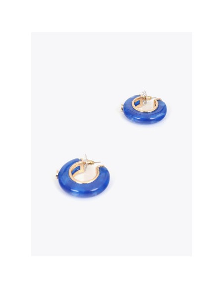 PENDIENTES-ARO-AZUL-ACRÍLICO-DETALLES-DORADO-LOGOTIPADO-LOLA-CASADEMUNT