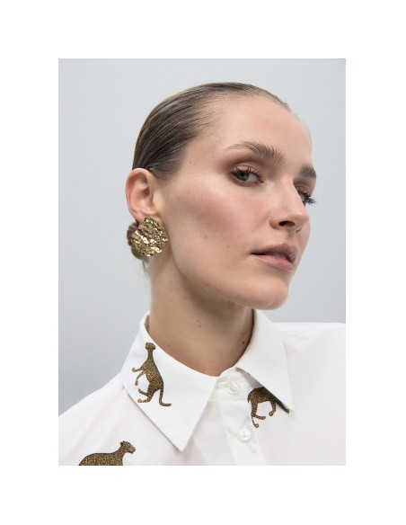 PENDIENTES -DISEÑO-IRREGULAR-DORADO-TEXTURA-LOLA-CASADEMUT