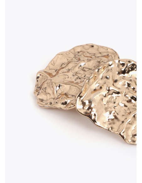 PENDIENTES -DISEÑO-IRREGULAR-DORADO-TEXTURA-LOLA-CASADEMUT