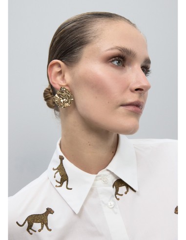 PENDIENTES -DISEÑO-IRREGULAR-DORADO-TEXTURA-LOLA-CASADEMUT