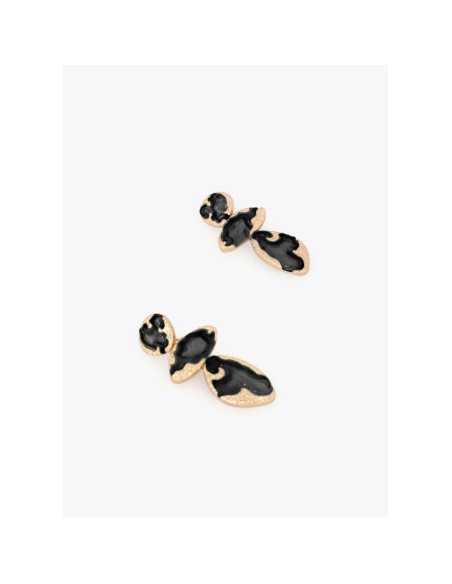 MAXI-PENDIENTES.METÁLICOS-DORADOS-RESINA-NEGRO-LOLA.CASADEMUNT