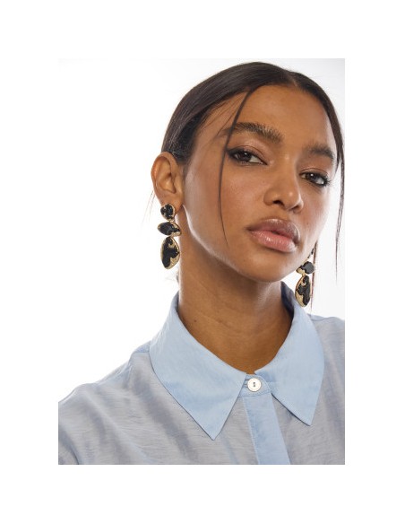 MAXI-PENDIENTES.METÁLICOS-DORADOS-RESINA-NEGRO-LOLA.CASADEMUNT