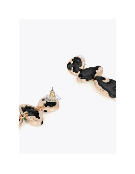 MAXI-PENDIENTES.METÁLICOS-DORADOS-RESINA-NEGRO-LOLA.CASADEMUNT