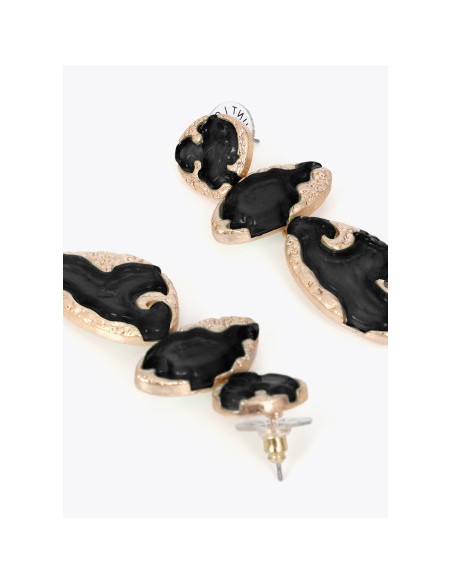 MAXI-PENDIENTES.METÁLICOS-DORADOS-RESINA-NEGRO-LOLA.CASADEMUNT