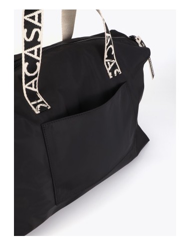 BOLSA-VIAJE.NYLON-NEGRO-COMPARTIMENTOS-MALLA-ASA-MANP-ASA-BANDOLERA-LOLA-CASADEMUNT