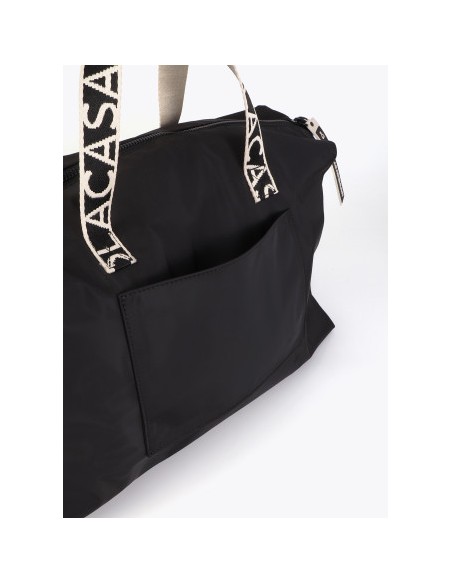 BOLSA-VIAJE.NYLON-NEGRO-COMPARTIMENTOS-MALLA-ASA-MANP-ASA-BANDOLERA-LOLA-CASADEMUNT